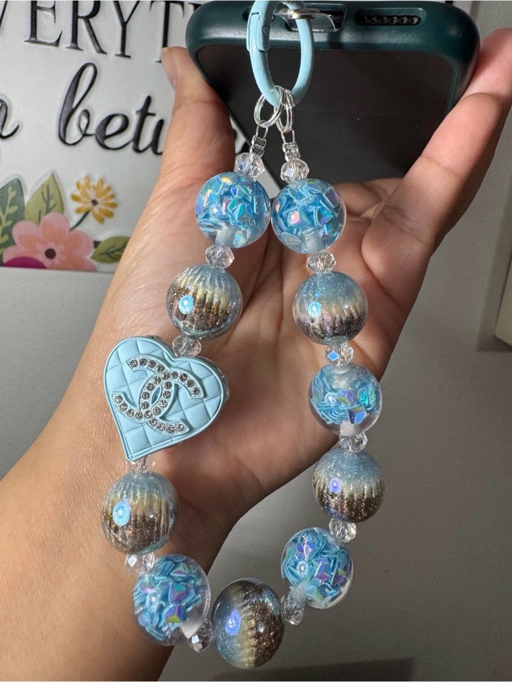 Fancy Blue Phone/Key/Bag Chain #P914 - Picture 2 of 8